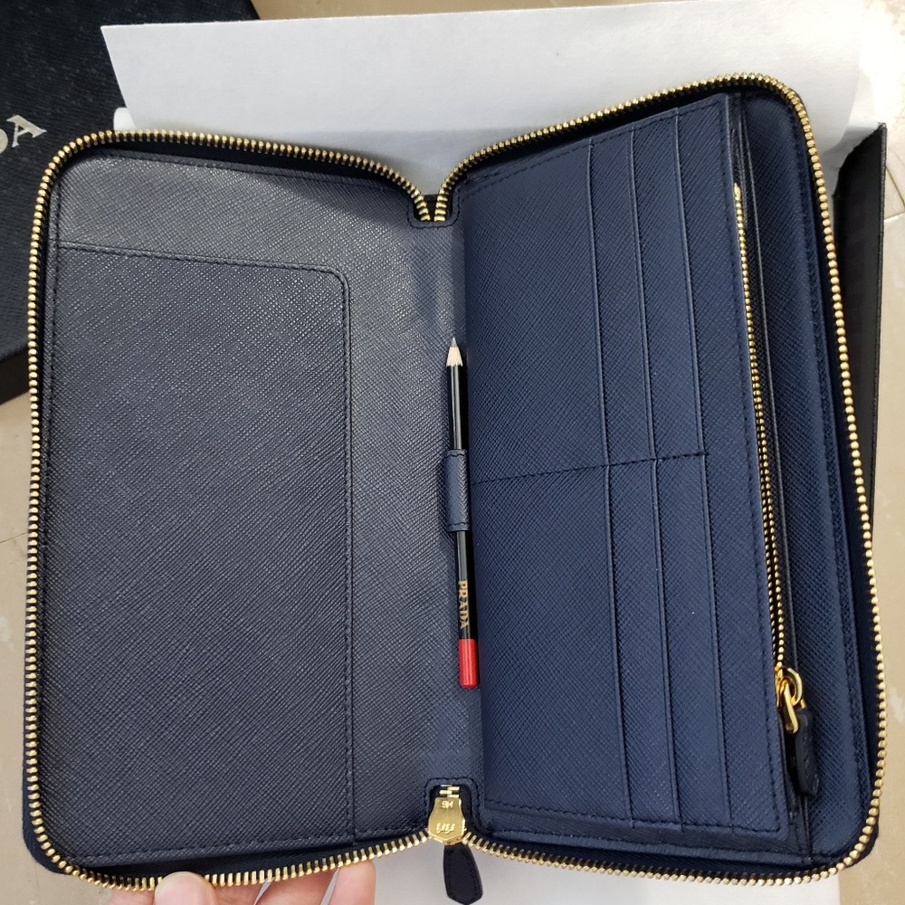 Prada Large Saffiano Leather Wallet Navy - Picture 3 of 4